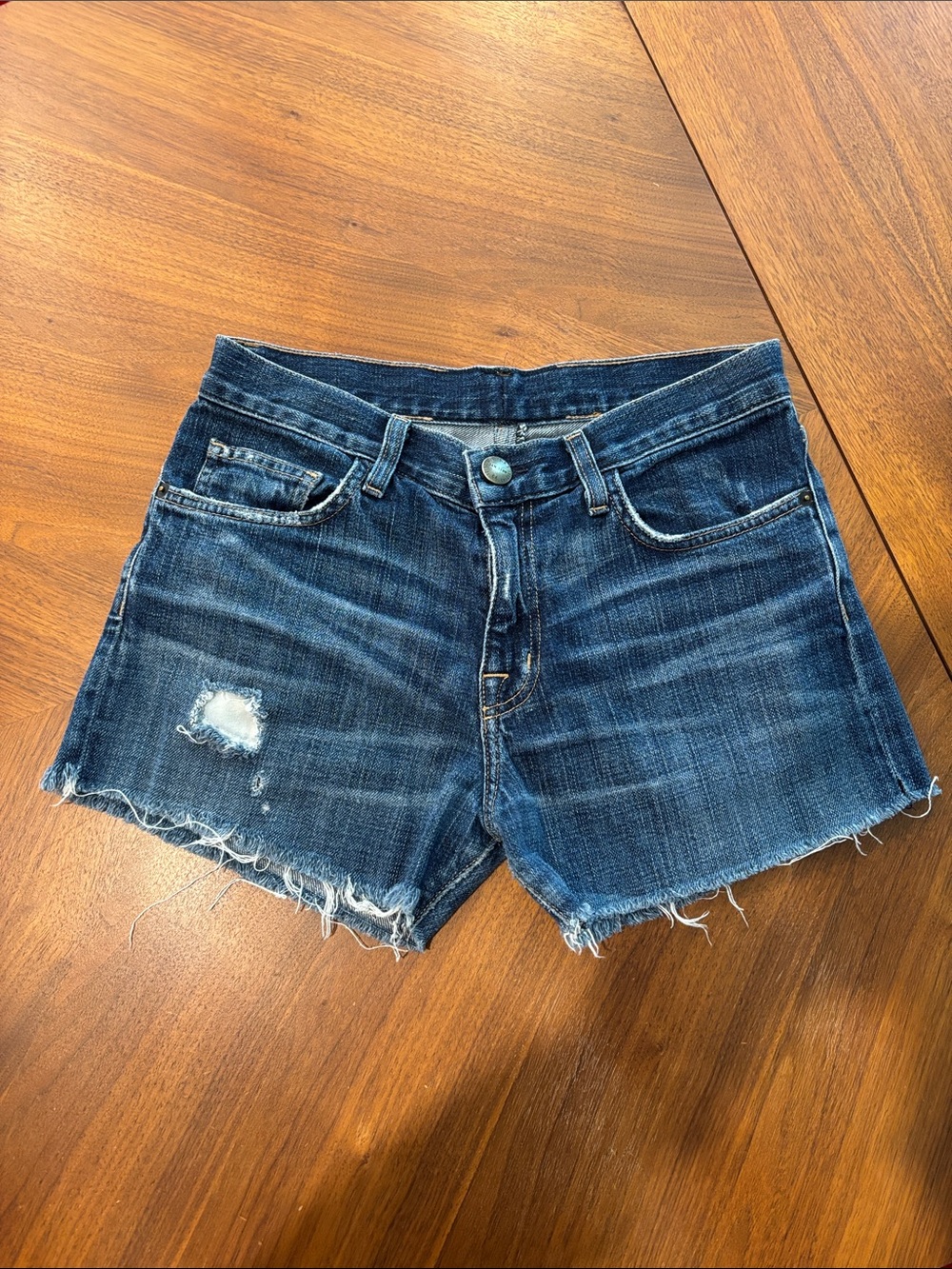 Dark Wash Denim Cutoff Shorts by Current/Elliot